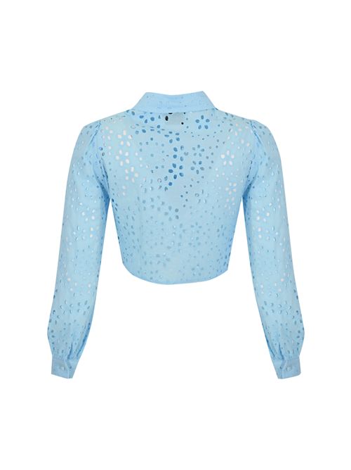 Camicia crop in Sangallo con nodo Celeste NO SECRETS | 261NS242CELESTE